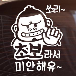 초보라서 미안해유 / 초보운전 자동차스티커