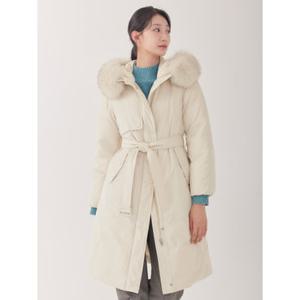 [지센] (2컬러) 구스 폭스후드 트렌치형 다운 패딩 LCDWOB22