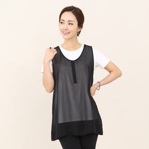 애비뉴투지 엄마옷 앞단추 쉬폰 시스루 민소매 여성 조끼 V04001