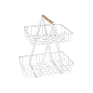 철제 우드핸들 바구니 2단 과일 디저트 바스켓 트레이