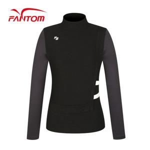 [팬텀] 여성 소재 믹스 라인 포인트 하이넥 긴팔 니트