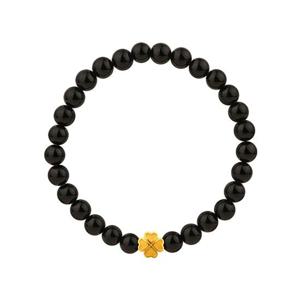 [한국금다이아몬드] 순금 볼 팔찌 24K 여자 금팔찌 오닉스 네잎 1g