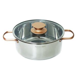 스텐냄비 로이첸 골드 스텐 전골냄비 24cm 1P 인덕션 눈금 냄비