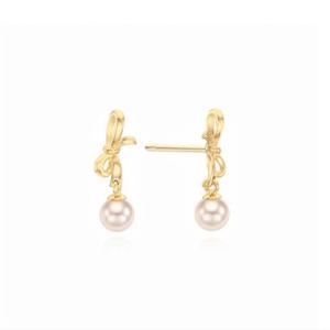 [GB] 리본 드롭 진주 14k GOLD 귀걸이 LPSN4048G
