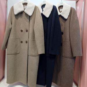 Latium HC06 겨울 양털카라 탈부착 아더스 울 혼방 모직 팔뚝 품 편한 h라인 롱 코트 T2343ct01