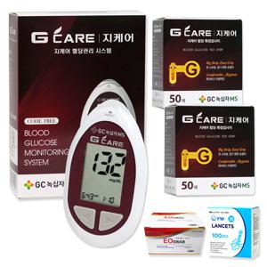 지케어 혈당계+혈당 시험지100매+침솜100 당뇨 검사 측정기
