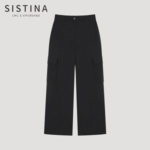 [SISTINA] 인기 스트링 헴 카고 팬츠_AWWSLO21010_BK