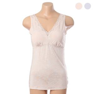 [비비안(언더웨어)]시원한 인견 라인 꽃 프린트 캡내장형 여성 런닝 2종택1 (RU7378)