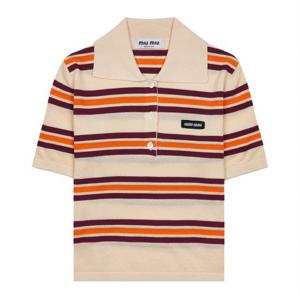 [미우미우] 여성 실크 코튼 니트 폴로 셔츠 MML880 14AX F0061