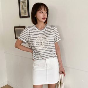 샵앤) 왕관 레귤러핏 100 면 단가라 반팔 BY.G-WSH-3528-소라