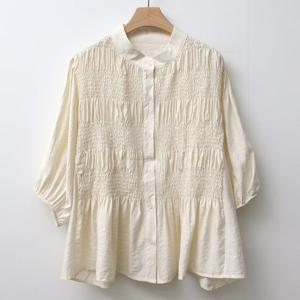 샵앤) 세미여성 5부 퍼프 반팔 블라우스 DGB-WBL-3491-베이지