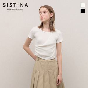 [SISTINA] 인기 언밸런스 레이어 크롭 티셔츠_AAJTSO21080