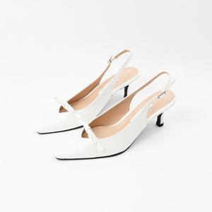 [신난다슈]여성 슬링백힐 6cm 슬링백 구두 펌프스 힐 스틸레토 리본 PRM246181 아이보리