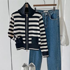 샵앤) 여성 단가라 간절기 크롭 집업 가디건 JR-WCD-3706-블랙