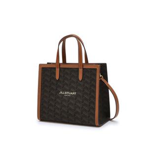 [로젤라칠링] 브라운 패턴 가죽 콤비 토트백 JABA4F315W2