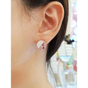 볼라레 세이브존01 반달자개 핑크큐빅귀걸이 spe414