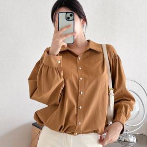 샵앤) 여성 카라 밑단스트링 셔링 셔츠 CAT-WBL-3835-베이지