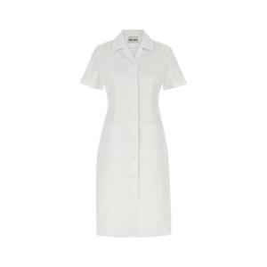 미우미우 여성 화이트 포플린 미디 드레스 MF5568SOOO15T9 F0009