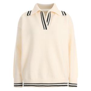 샵앤) 여성 카라넥 반오픈 배색 니트 MER-WKN-12134-아이보리