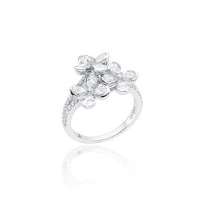 [GB] 튜더로즈 화이트 다이아몬드 클러스터 14K GOLD 반지 LRF24051D