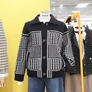 르피타 DP01 하운드체크 모모 니트 자켓 L244UJKC13