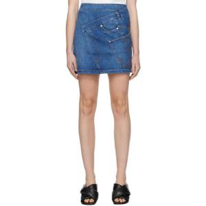 25 FW JW앤더슨 여성 인디고 블루 트위트스 데님 미니 스커트 241477F090001