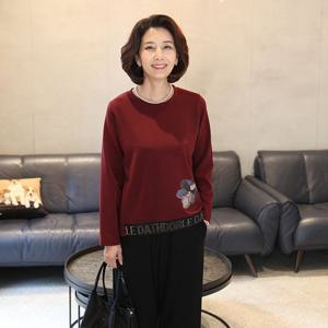 [쉬즈마담]T57230 꽃 입체밴딩 라운드티 40대 50대엄마옷