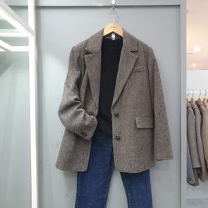 [무자크]소매배색 헤링본 카라자켓 MO8WJK17