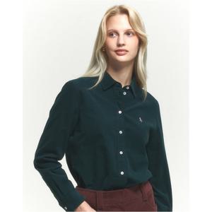 헤지스 여성 24FW 코듀로이 다크그린 긴소매 셔츠 HSSH4D903E2