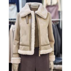 SOUP 세이브존07 카라 배색 무스탕 점퍼 OABMUT1