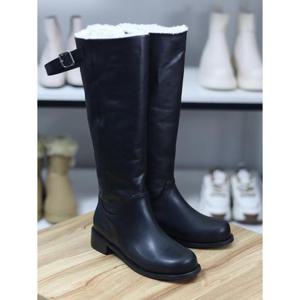 바이로쏘 세이브존06 벨티드 장식 털안감 청키굽 3.5cm 롱부츠 (BY)24F12293DA1