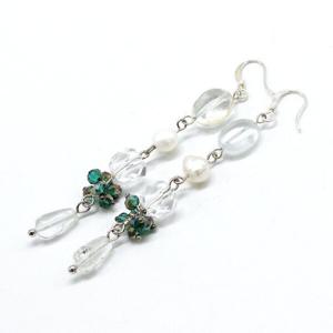 봄꽃 모티브 아쿠아마린 탄생석 귀걸이 GE-200025