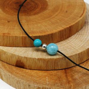 아쿠아마린 터키석 끈목걸이