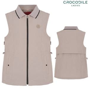 [크로커다일레이디](CLDFVT202) 허리 스트링 니트카라 집업 베스
