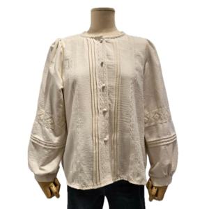 [에이비에프지]레이스 배색 포인트 모달 긴팔 블라우스 APZ1HB34B