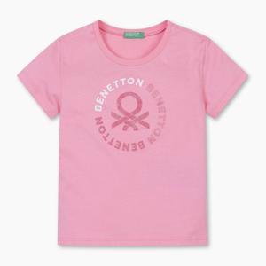 [베네통 키즈]베네통키즈 베이직 글리터 반팔 티셔츠 3I1XC10H8 PK