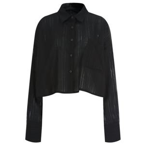 샵앤) 여성 카라넥 반시스루 스트라이프 루즈핏 숏 남방 셔츠 NTT-WBL-20299-블랙