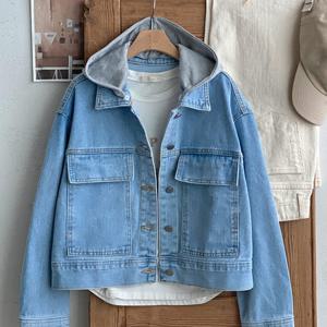 샵앤) 캐주얼 여성 간절기 데님 탈부착 후드 청자켓 DGB-WJK-4207-블루