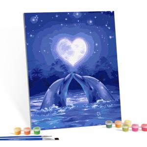 아이러브페인팅 DIY캔버스형 그림그리기 40x50cm 러브문돌핀