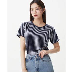 플라스틱아일랜드  스트라이프 라운드넥 반팔 티셔츠 (PR7CH301)