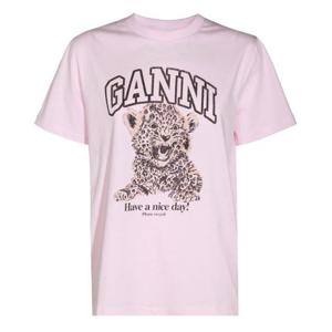 가니 레오파드 프린트 티셔츠 핑크 T4161-868