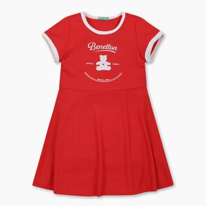[베네통키즈] 와플 플레어 원피스_QAOP20531RD