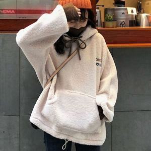 목폴라 소매가 있는 레이어드 후리스 여자 후드티