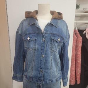 올리비아하슬러 DP01 배색 후드 데님 자켓 OHDFJK102