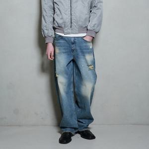 [버커루]남성 와이드 구제 데님 팬츠 청바지 B255DP067P