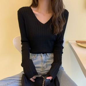 여성 소프트 브이넥 긴팔 니트 HH-D50
