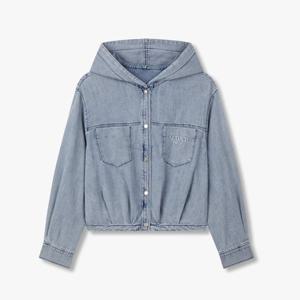 [보브]스냅 버튼 후디드 데님 블라우스(7155160002)