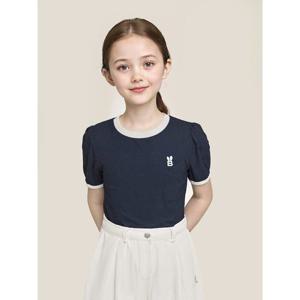 [빈폴키즈] 여아 폴리 골지 링거 반팔 티셔츠 네이비 (BI5442G04R)