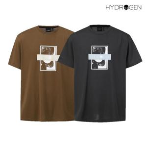 [하이드로겐] 유니 스컬 박스로고 그래픽 티셔츠 H31E2TR253