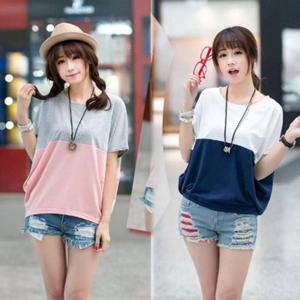 200301 하프 가오리티 SH 배색 가오리 롱티 반팔티셔